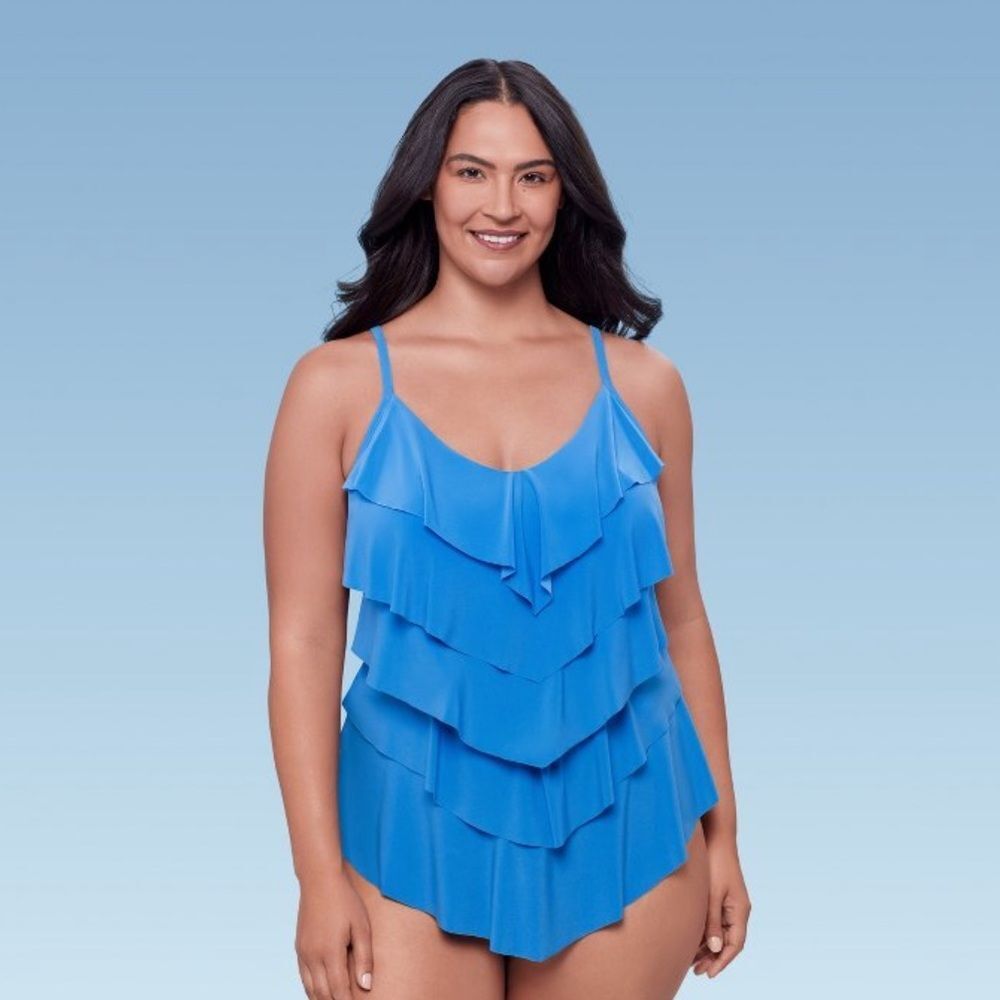 Trimshaper Rachel 5-Tier Ruffle Plus Tankini Top-Size 22W